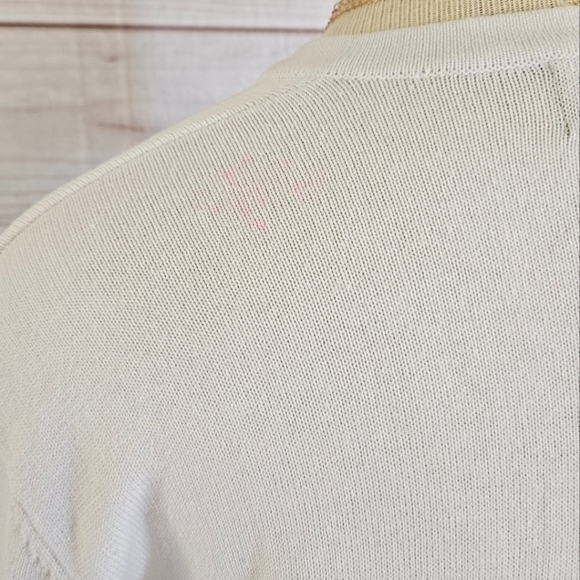 Vintage Terazzo Beaded and Embroidered Valentine's Day Sweater in White Sz Large - Picture 10 of 12